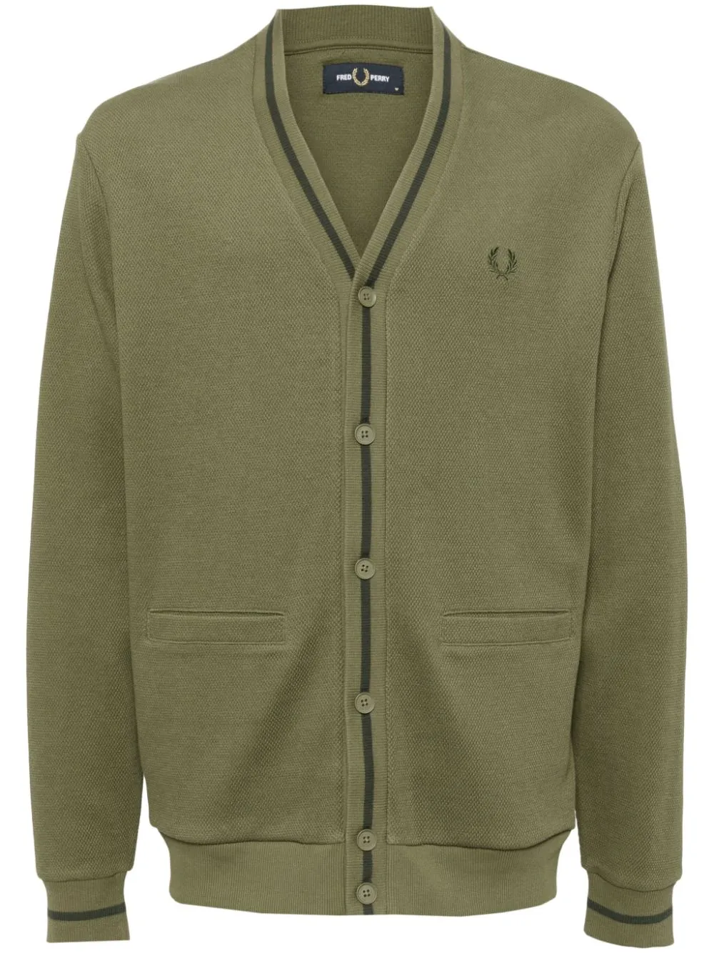 logo-embroidered button-up cardigan