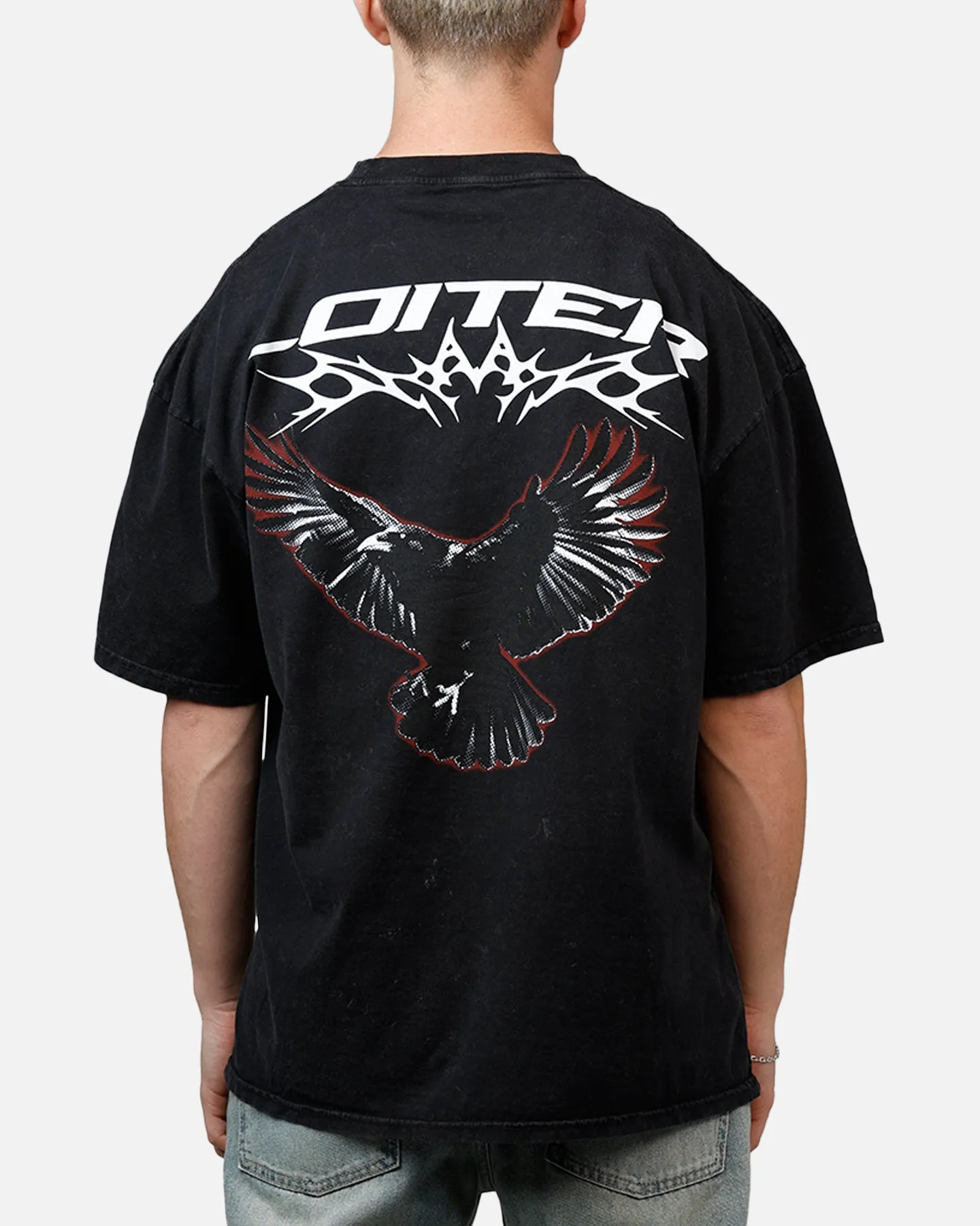Loiter Flight T-Shirt Black Acidwash