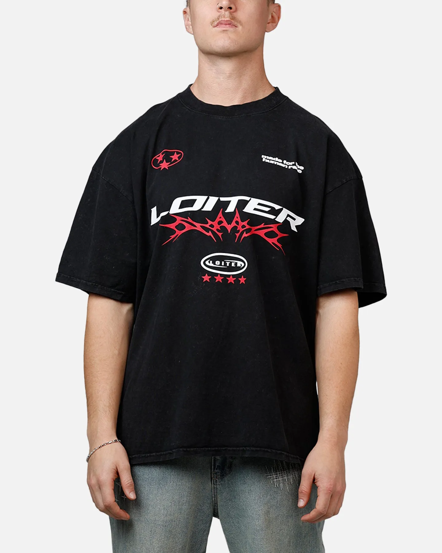 Loiter Flight T-Shirt Black Acidwash
