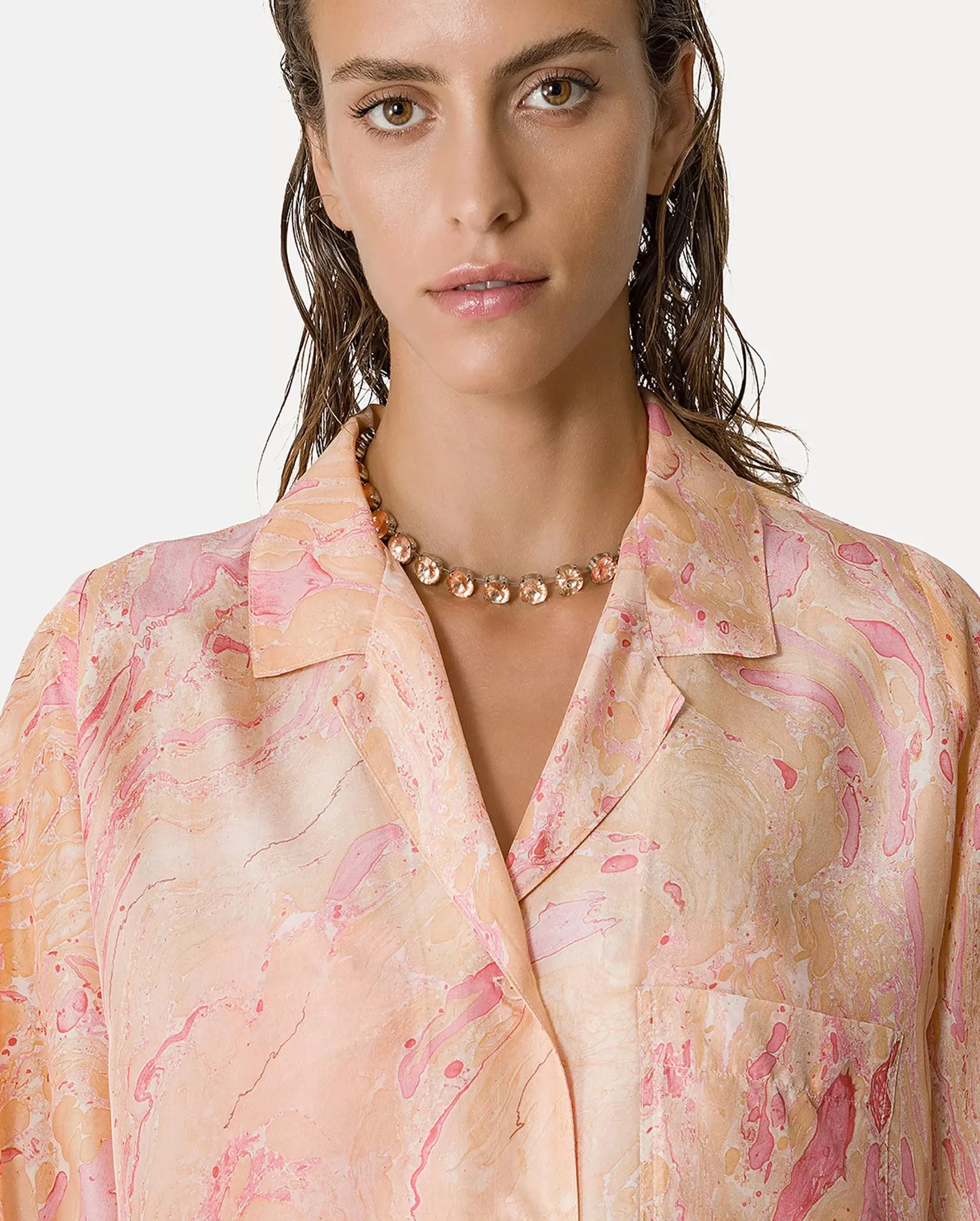 MARBLING SHORT SLEEVE SHIRT / ROSEO