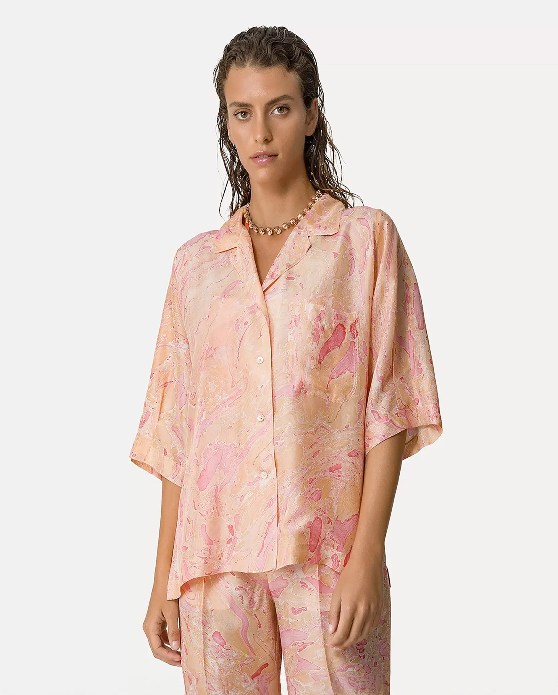 MARBLING SHORT SLEEVE SHIRT / ROSEO