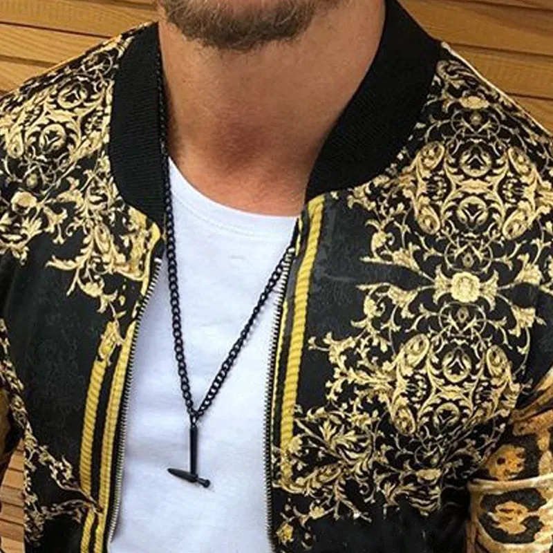 Men New 2021 Print Slim-fitting Leopard Print Crew-neck Casual Jacket