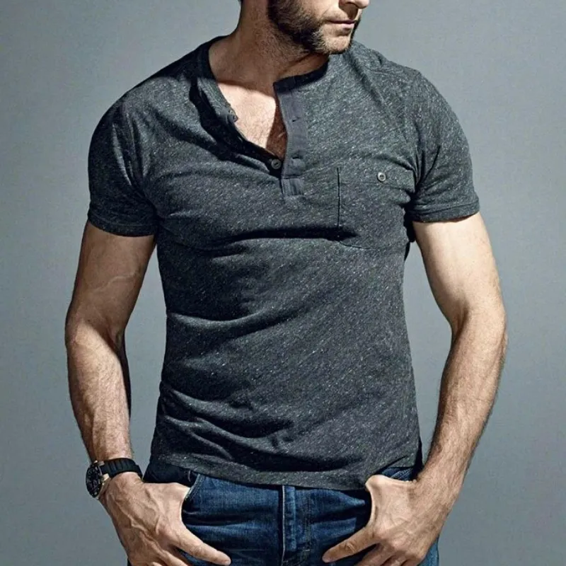 Men's Classic Casual V-Neck Slim Fit Bamboo Cotton Short Sleeve T-Shirt 73916232K