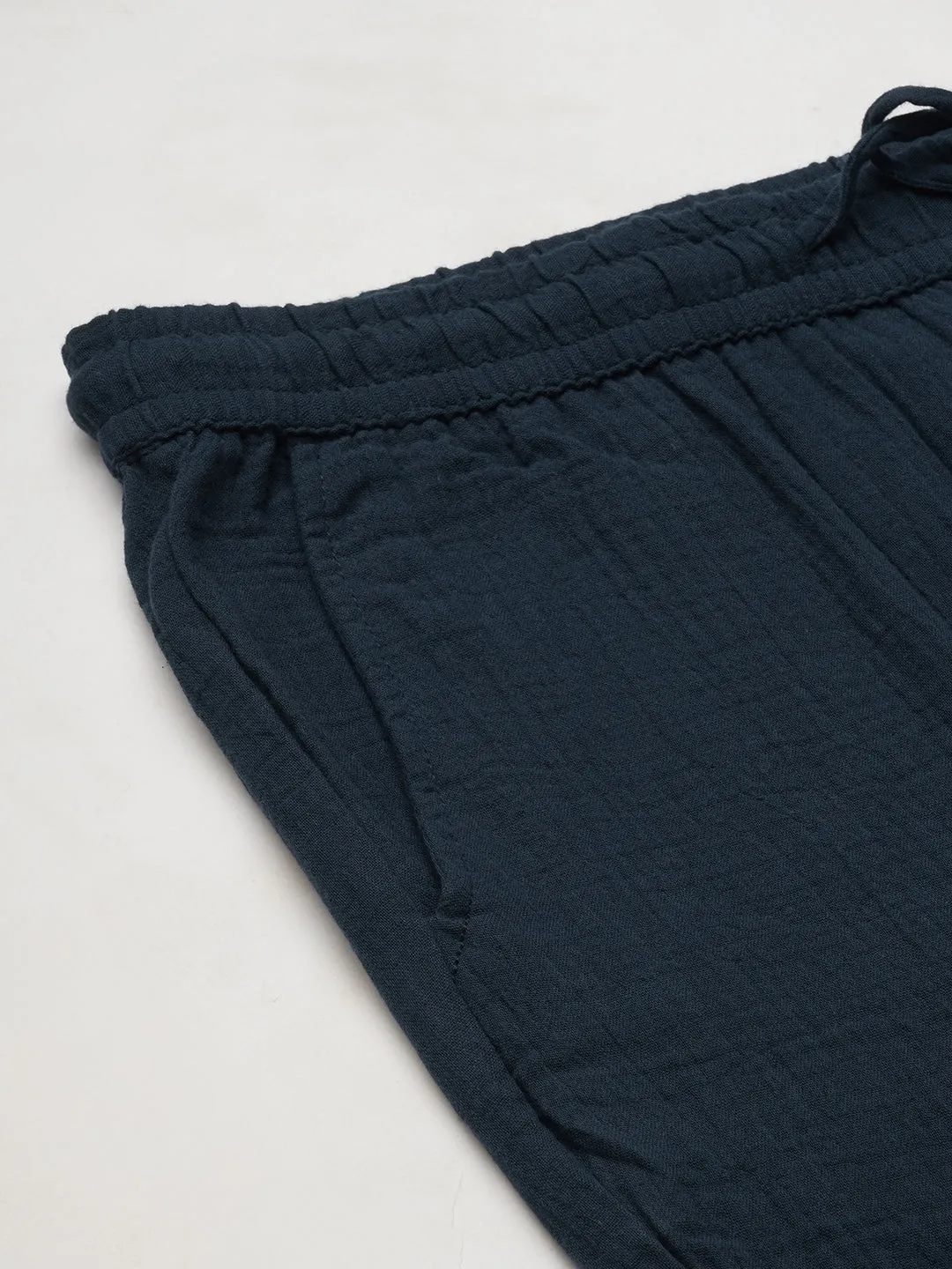 Men's Navy Cotton Slim Fit Pant