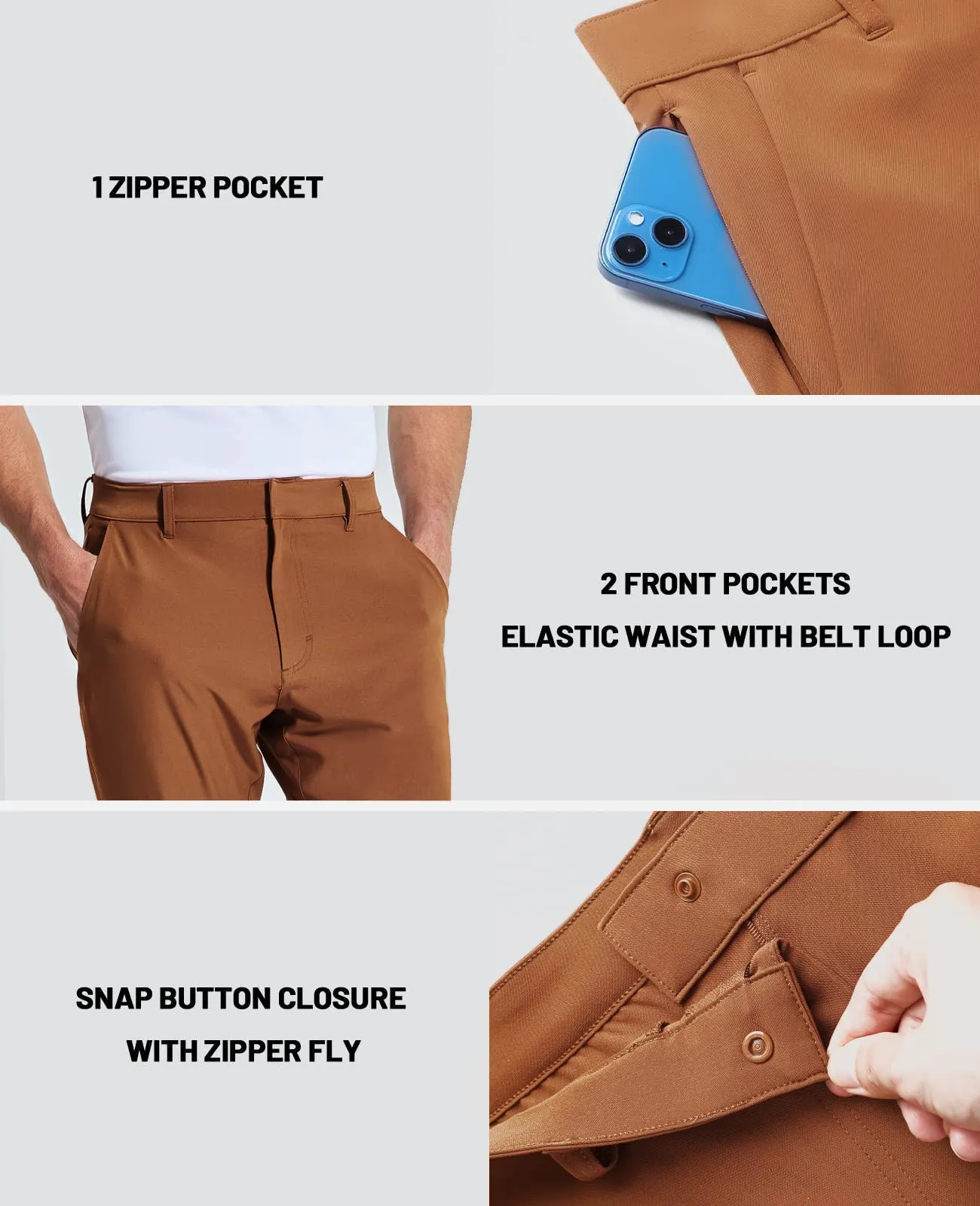 Men's Stretch Golf Pants Slim Fit Quick Dry Pants