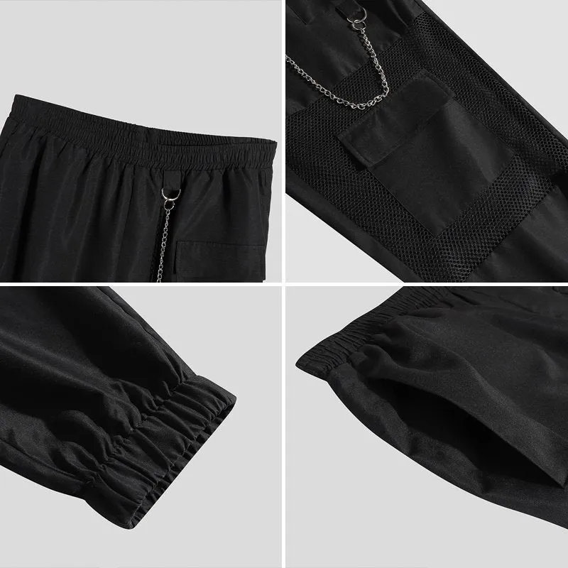 Mesh Fishnet Black Color Loose Pants