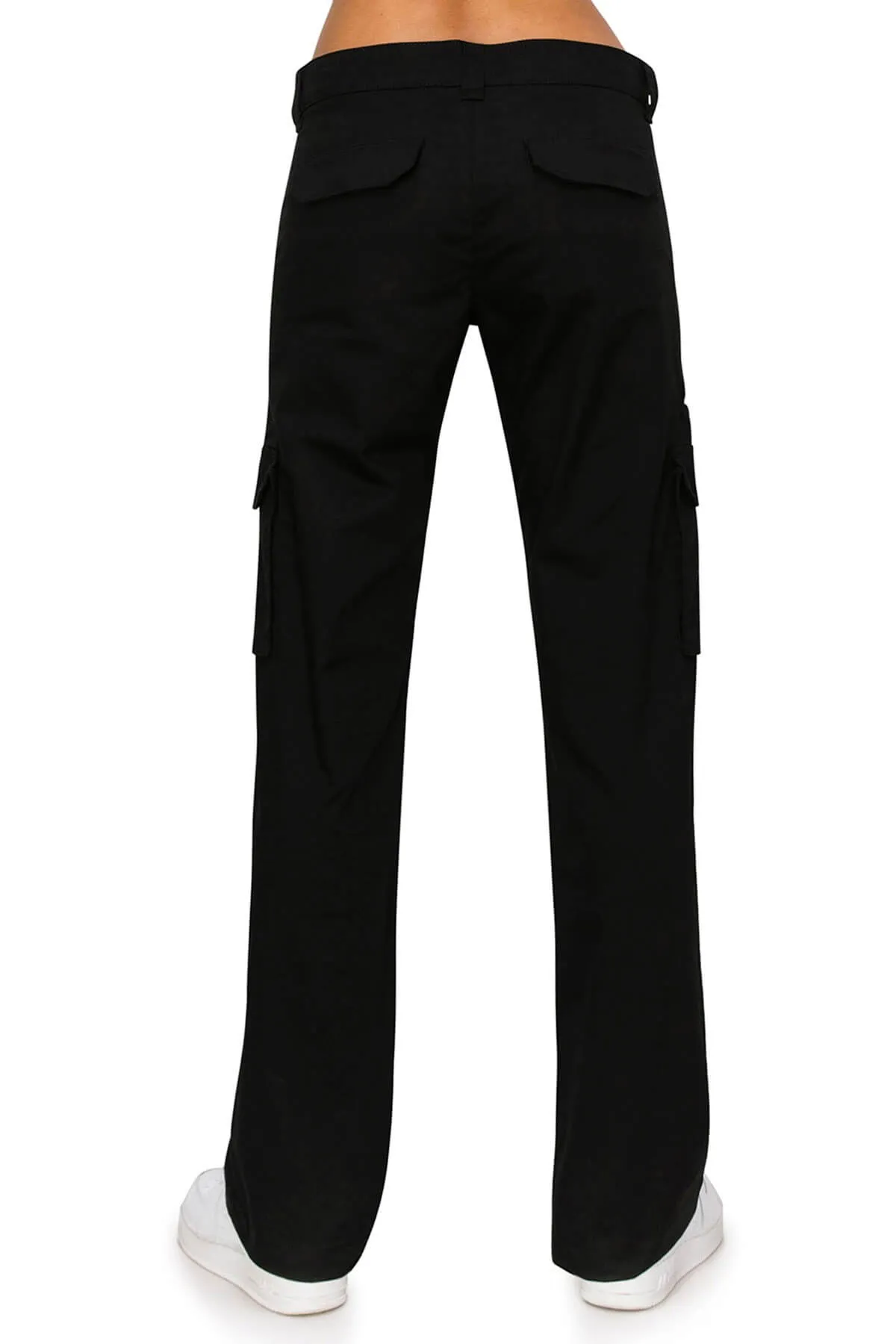 Mid Rise Relaxed Fit Cargo Work Pants - Black
