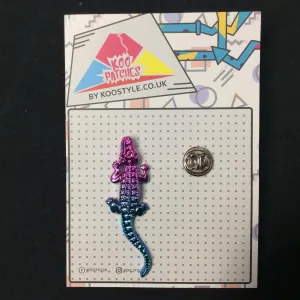 MP0265B - Rainbow Purple Blue Alligator Crocodile Metal Pin Badge