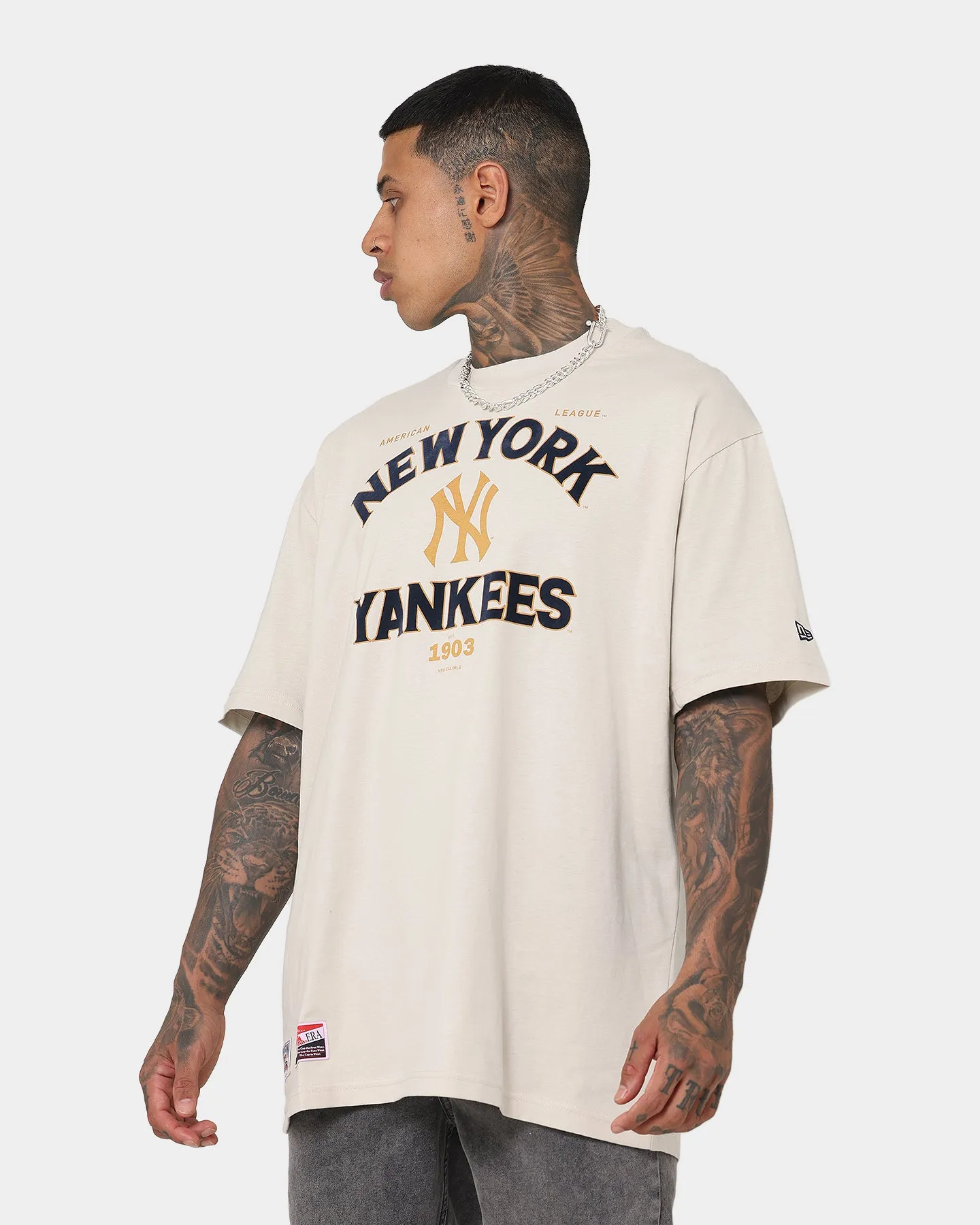 New Era New York Yankees Heritage Logo T-Shirt Beige