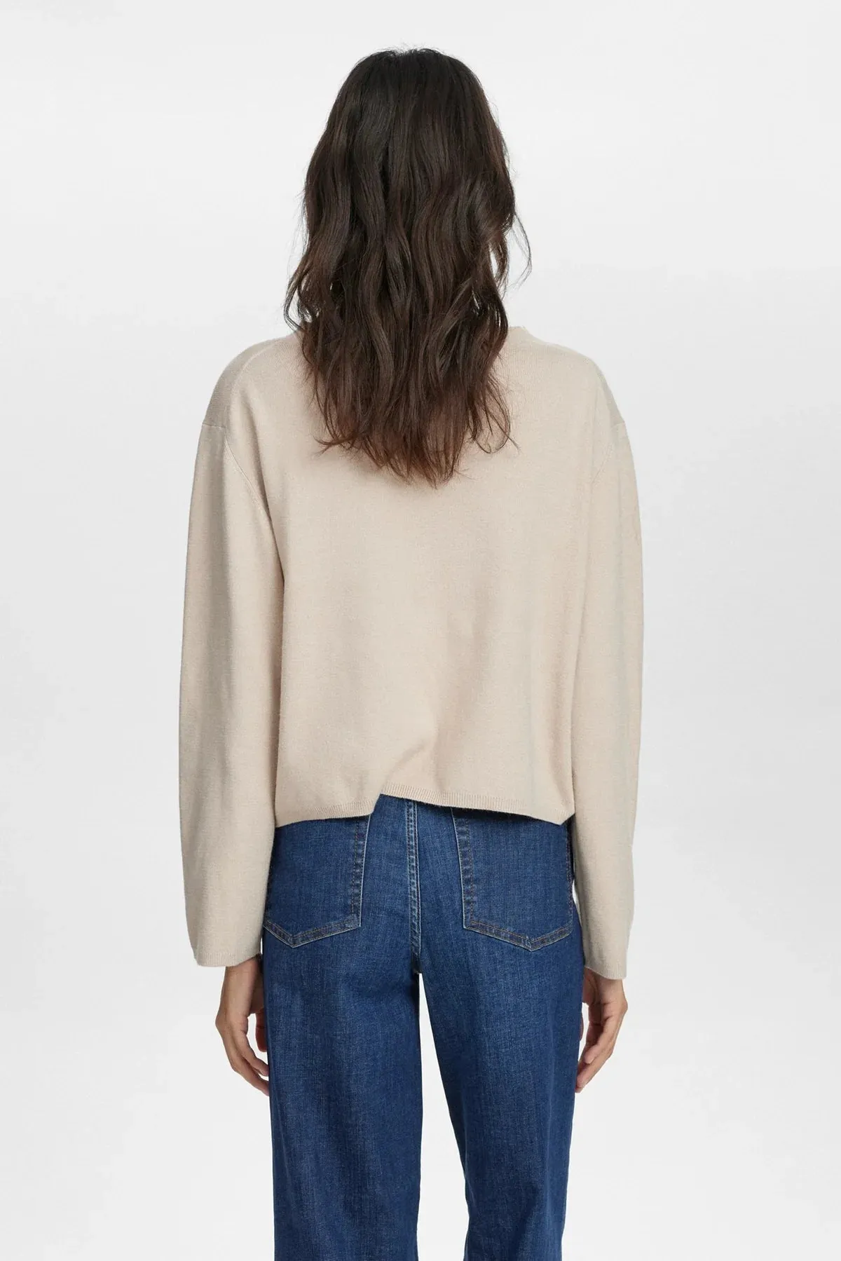 Numph Nucarma Beige High Neck Ribbed Jumper