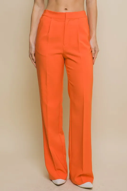 Orange Regular-Fit Dress Pants