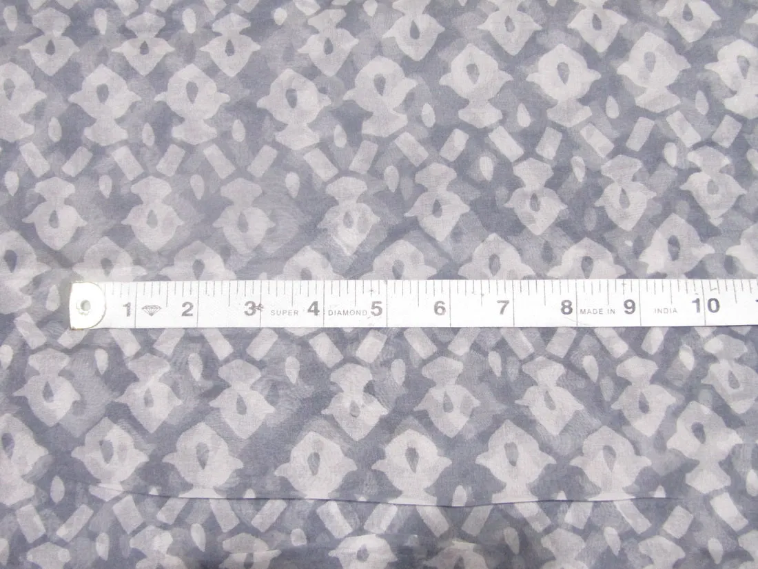organza printed leheriya grey color 44" wide by the yard [11135]