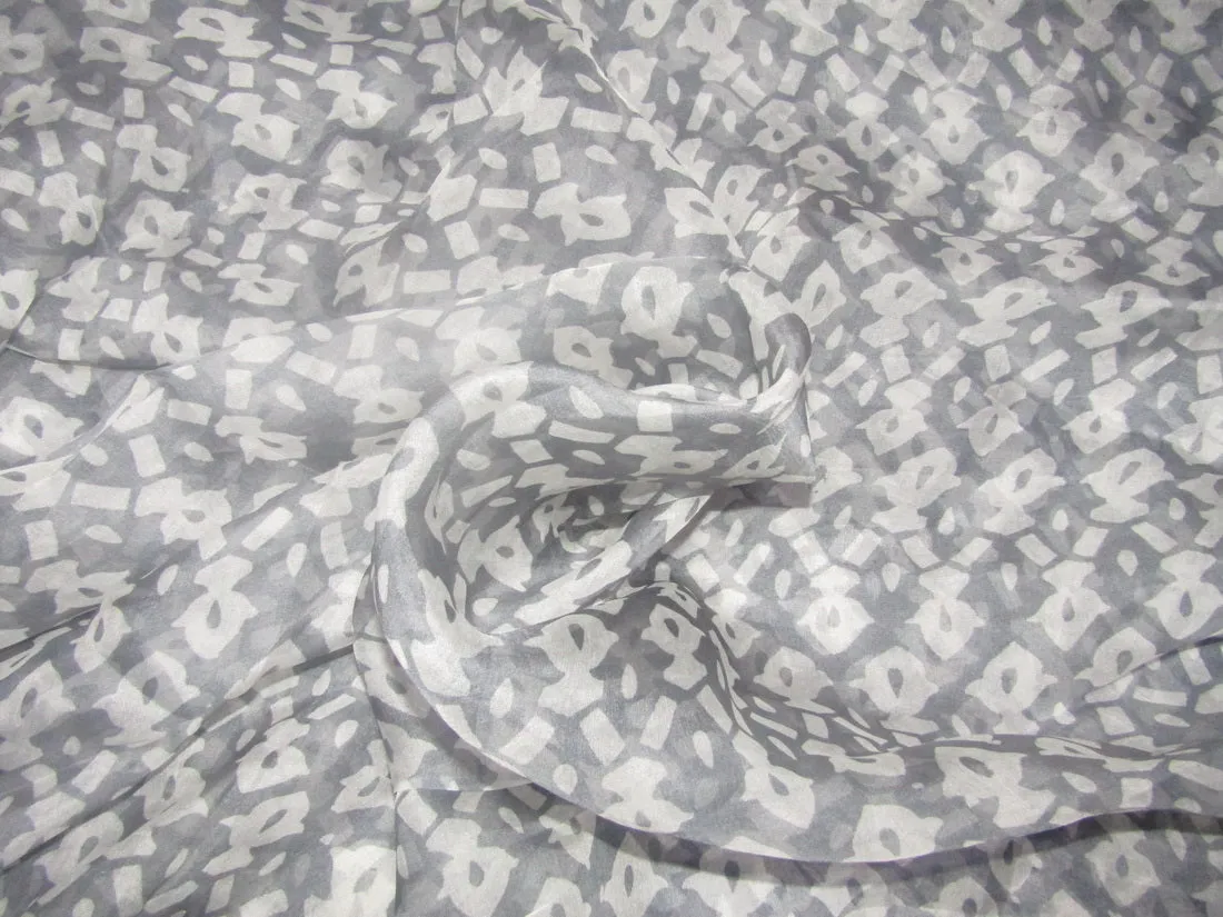 organza printed leheriya grey color 44" wide by the yard [11135]
