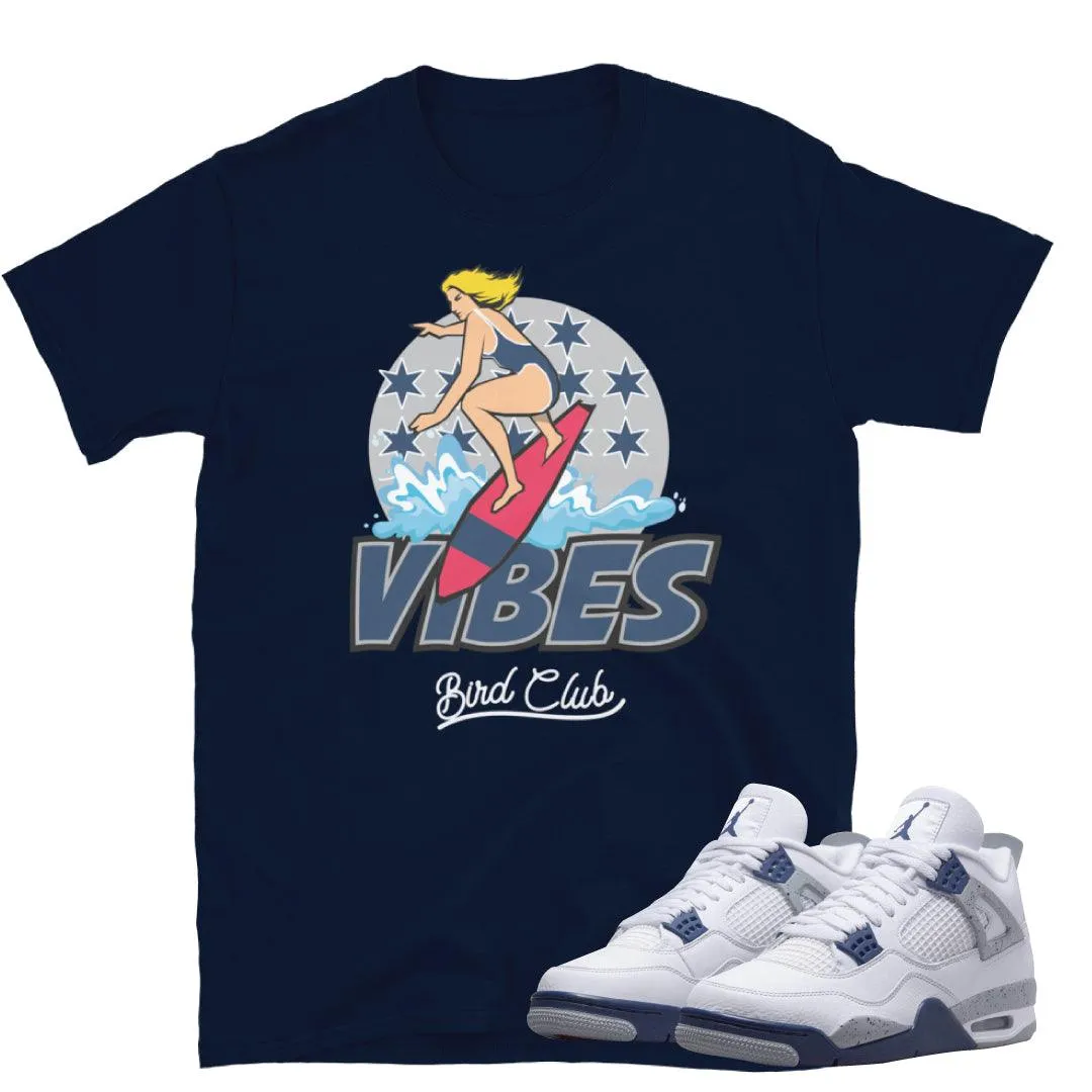 Retro 4 Midnight Navy Cement Vibes Shirt