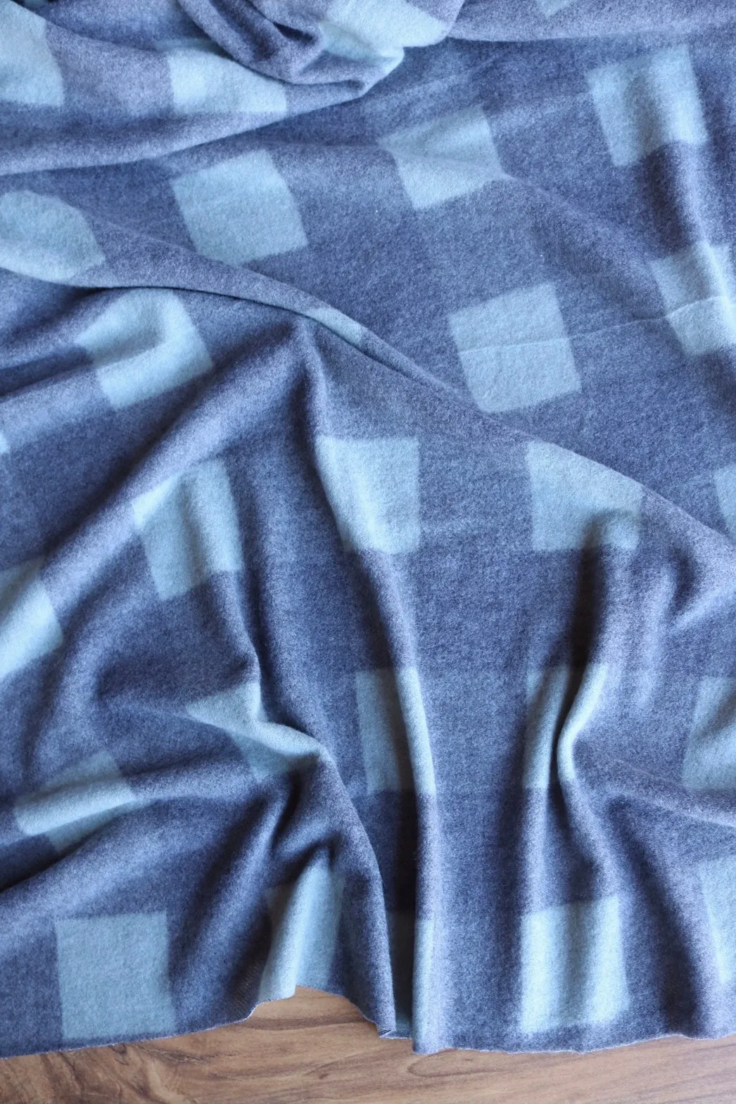 Sage Large Check Alpaca Soft Brushed Sweater Knit