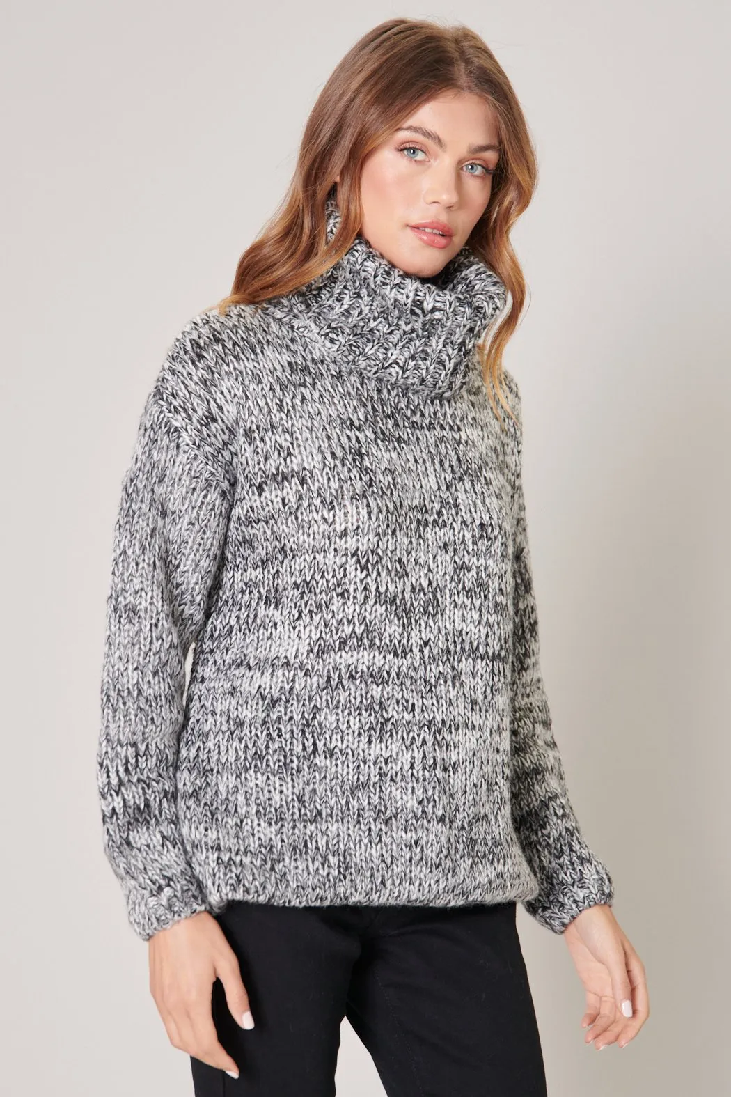 Salt and Pepper Turtleneck Sweater