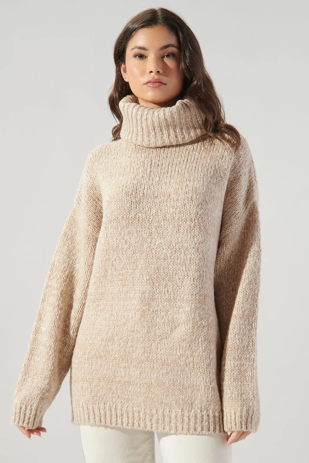 Salt and Pepper Turtleneck Sweater