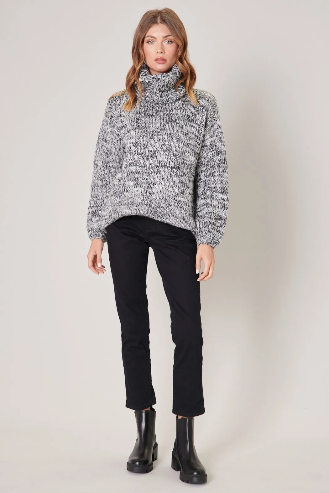 Salt and Pepper Turtleneck Sweater