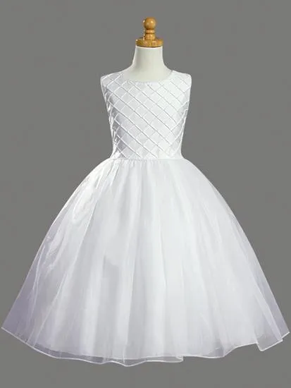 Silk organza -IVORY diamond pintuck with PEARLS