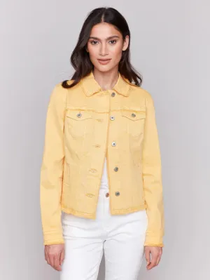 Twill Jean Jacket With Frayed Edges - Lemonade