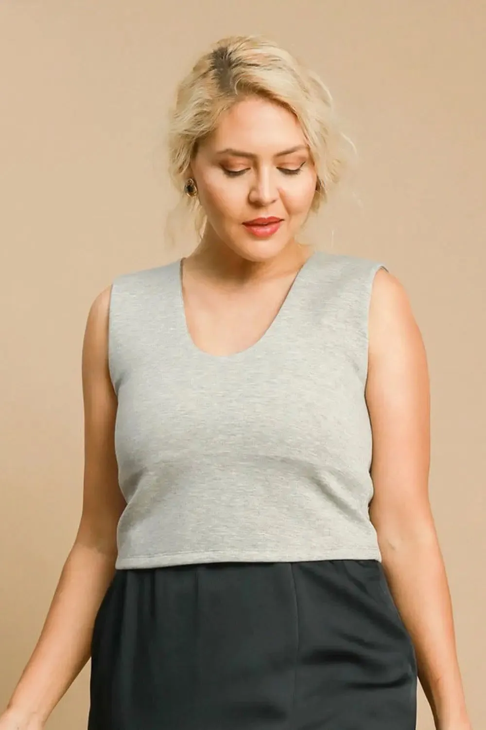 Umgee Full Size Scoop Neck Cropped Tank Plus Size