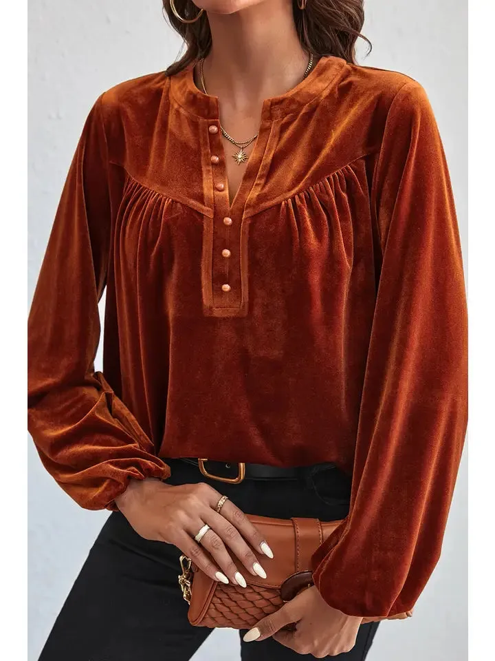 Velvet V Neck Top