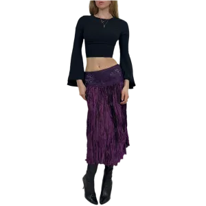 Whimsical Purple Low Rise Midi Skirt (S)