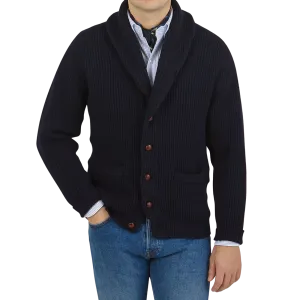 William Lockie x Julian's Navy Cashmere Chunky Shawl Cardigan
