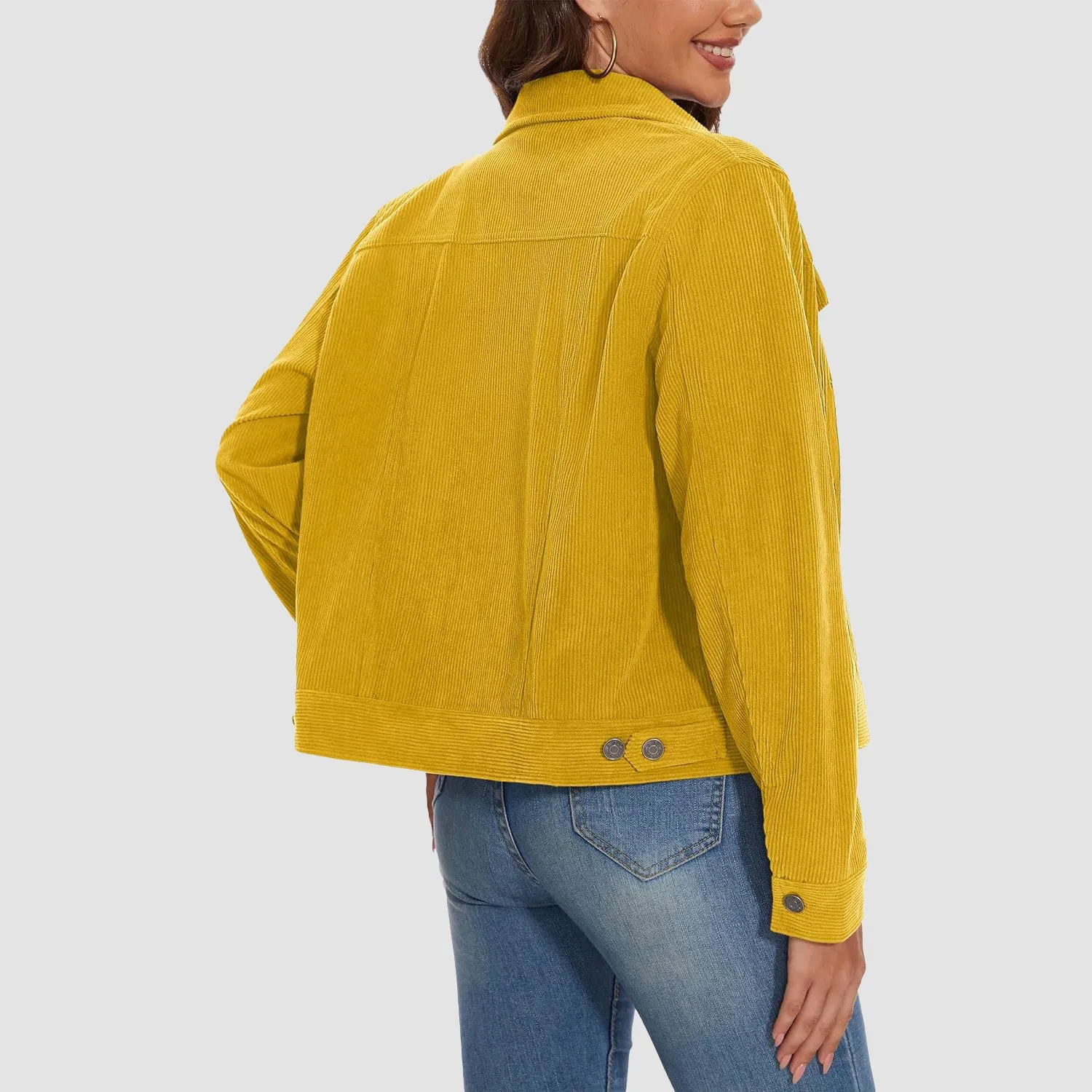 Women's Casual Corduroy Jackets Soft Warm Button Down Shacket Jacket Long Sleeve Fall Outerwear with Pockets