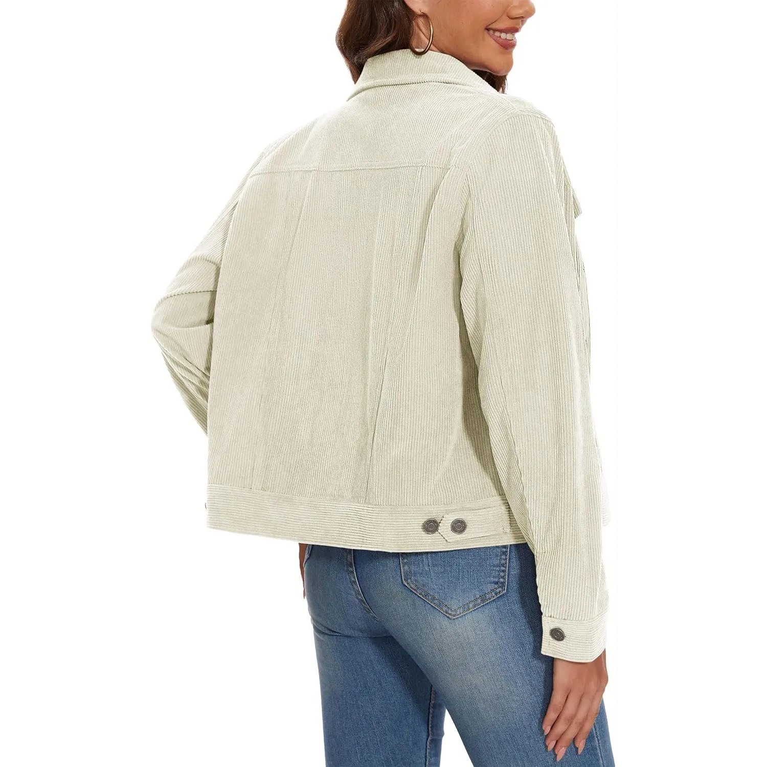 Women's Casual Corduroy Jackets Soft Warm Button Down Shacket Jacket Long Sleeve Fall Outerwear with Pockets