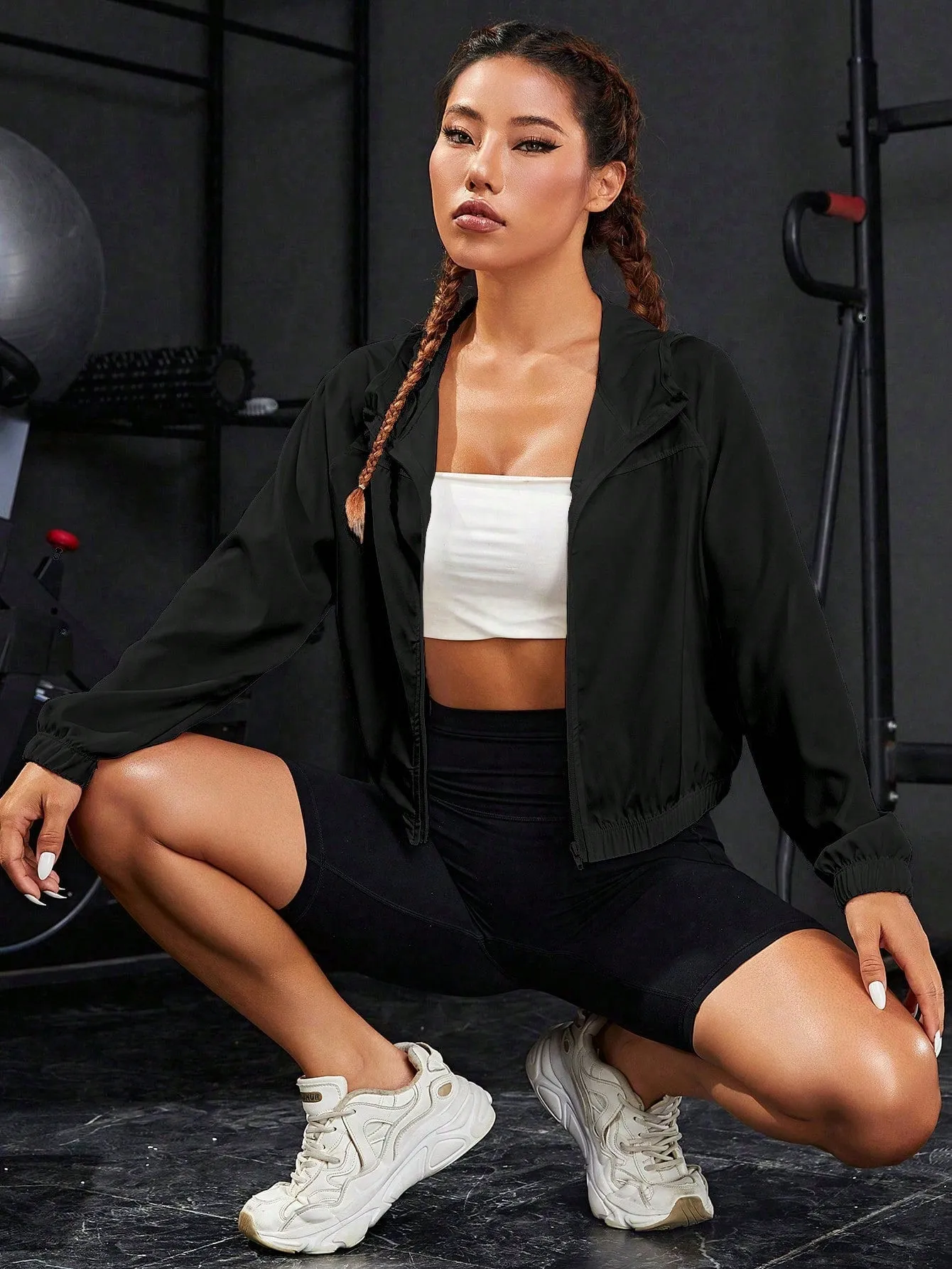 Yoga Basic Zip Up Hooded Sports Jacket