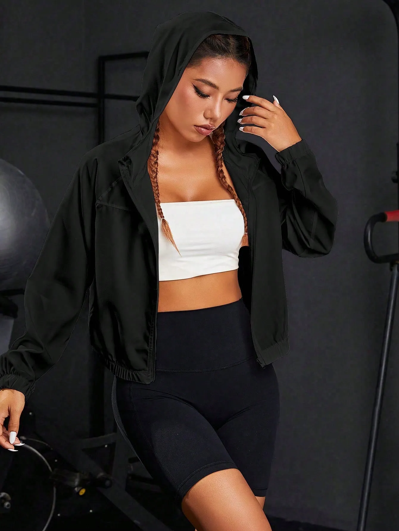 Yoga Basic Zip Up Hooded Sports Jacket