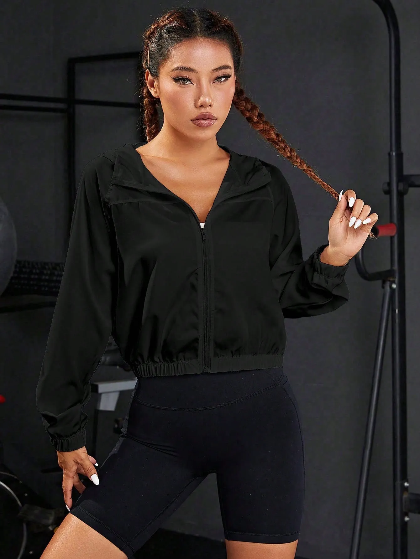 Yoga Basic Zip Up Hooded Sports Jacket
