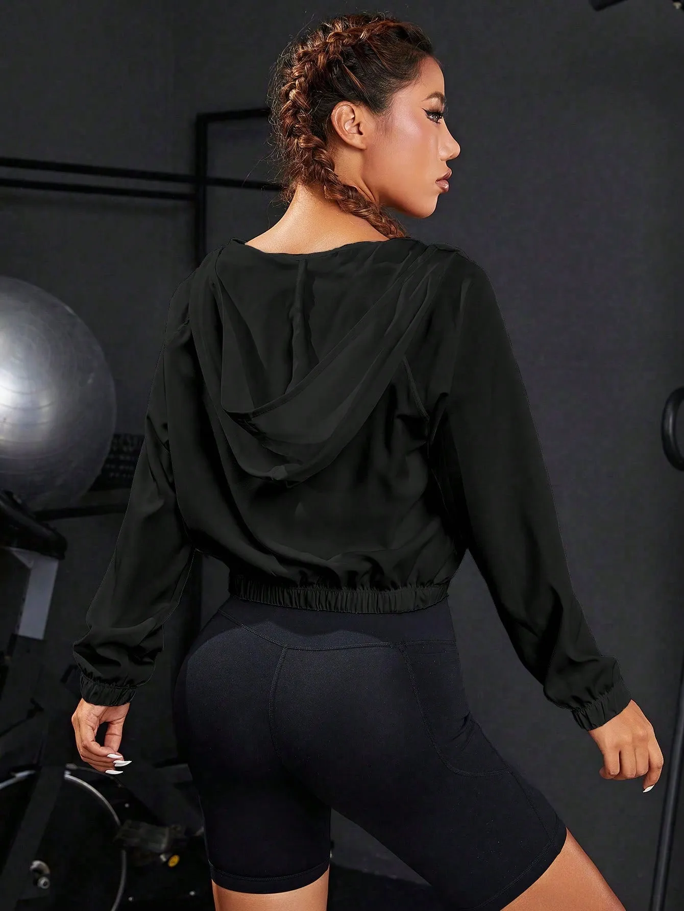 Yoga Basic Zip Up Hooded Sports Jacket